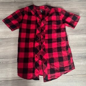 Omen oversized button down plaid shirt